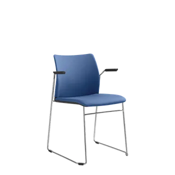 Konferenční židle TREND 522-Q-N4,BR (podnož chrom, čal. sedák i opěrák, područky, stohovatelná)