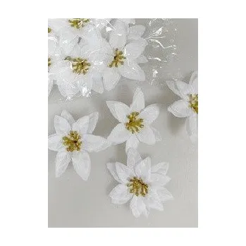 Vánoční dekorace Vánoční hvězda květ ( poinsettia ) 7 cm, bílá