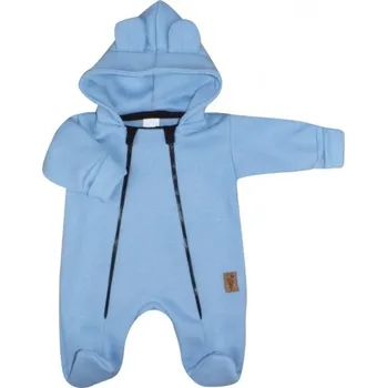 Kojenecký body Kazum Oteplený dětský overálek se šlapkama a kapucí, Kazum, modrý Velikost koj oblečení: 56 (1-2m)