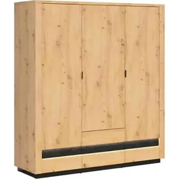 Šatní skříň OSTIA šatní skříň SZF3D2S, dub artisan/černý lesk - doprava zdarma - SLEVA 3% s kodem radost25