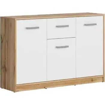 Komoda MATOS komoda KOM3D1S, dub wotan/bílá mat - SLEVA 3% s kodem radost25