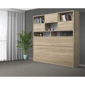 Postel Nabytekmorava Sklápěcí postel VS1056 MAX, 200x90cm barva lamina: dub sonoma/bílé dveře, matrace: bez matrace, varianta dveří: matné