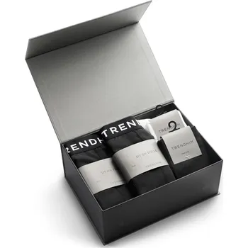 Dárková krabička FlexFeel | Dárková krabička s bavlněným spodním prádlem | 2x grafitové boxerky + grafitové a bílé ponožky -