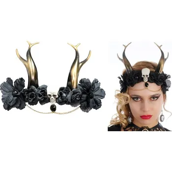 Čelenka Chaks Černá čelenka s parožím a lebkou