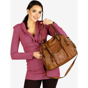 Kabelka GENUINE LEATHER Kožená kabelka Mazzini M1M89 camel