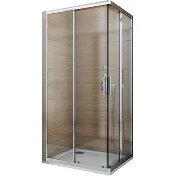 Vstup rohový 1000x1000x1900 mm s 2-dílnými posuvnými dveřmi, aluchrom/sklo 6 mm čiré, úprava AP, SALIA