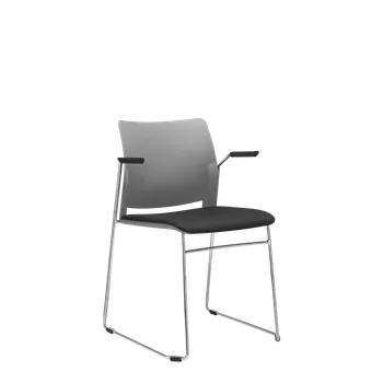 Jídelní židle Konferenční židle TREND 521-Q-N4,BR (podnož chrom, čal. sedák, opěrák plast, područky, stohovatelná)