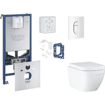 WC sada Grohe Rapid SLX - Set předstěnové instalace, klozetu, sedátka SoftClose, tlačítka Arena Cosmopolitan a sady pro vhazování tablet, Triple Vortex, alpská bílá SANI11BB3137