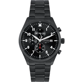 Hodinky LAVVU Pánské titanové hodinky PILOT Chronograph Black 100M Sapphire LWM0292