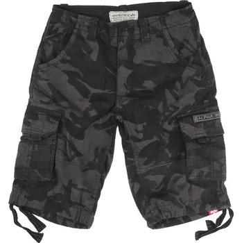 kraťasy pánské ALPHA INDUSTRIES - Jet - black camo_191200C - 34