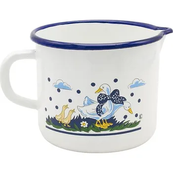 Konvička na mléko Smaltovaná konvice na mléko 1,5 l, dekor husy