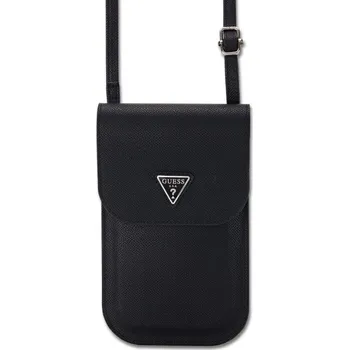 Guess PU Grained Triangle Logo Taška na Telefon Black Tato stylová taška přes rameno od GUESS nabízí praktický design a moderní vzhled. Je vyrobena z kvalitního PU materiálu, takže je odolná a elegan