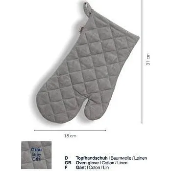 Chňapka KELA Chňapka rukavice do trouby Puro 55%bavlna/45%len šedá 31,0x18,0cm KL-12803