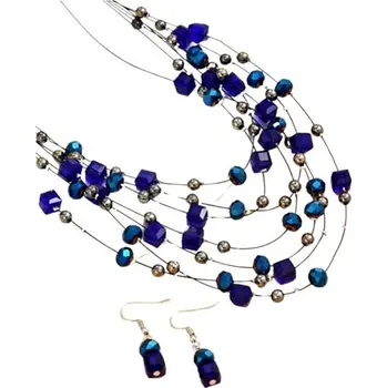 Náramek Flor de Cristal Náhrdelník a náušnice Rozpustilé korálky - modrá
