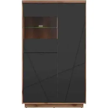 Vinotéka FORN vitrína REG2D1W, dub delano tmavý/černý mat - SLEVA 3% s kodem radost25