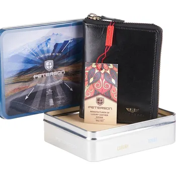 Peněženka Kožená peněženka se zipem a ochranou karty