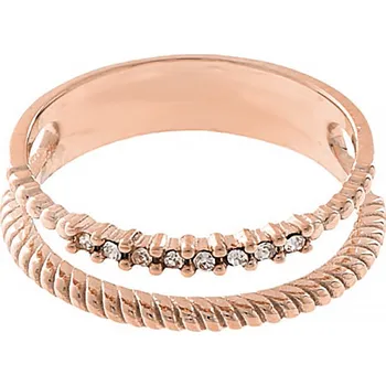 Souprava šperků MPM Dámský ocelový nerezový prsten 70013 (velikost 58) - růžově pozlacený