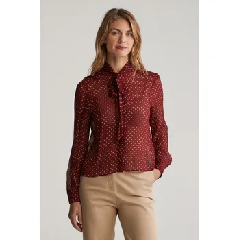 Dámská košile HALENKA GANT REG DOT PRINT BOW BLOUSE PLUMPED RED