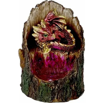 Soška svítící Červený dráček na pařezu cca 10,8 cm, 310 g