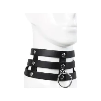 Tripple O-Ring Strap Collar PU-Leather