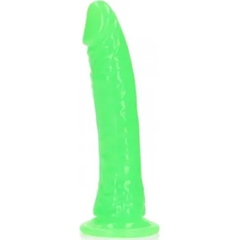 Dildo RealRock Slim Realistic Dildo with Suction Cup Glow in the Dark Green 20 cm