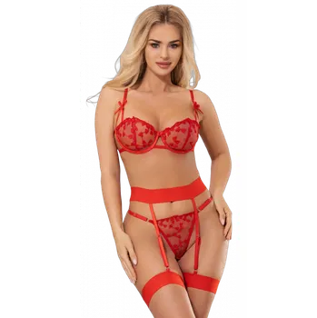 Dámské erotické prádlo Podvazkový komplet Red Desire, XL–XXL