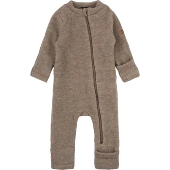 Kojenecké oblečení Merino overal na zip bez kapuce ohrnovací hnědý Melange Denver Mikk-Line NOOS Velikost: 56