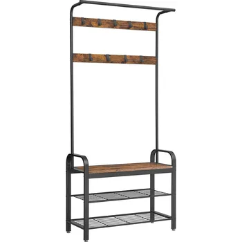 Botník Botník s věšákem 33,7 x 84 x 183 cm | hnědo-černá