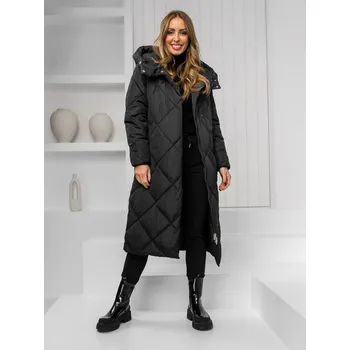 Černá dámská prodloužená prošívaná zimní bunda s kapucí kabát Bolf 5M3173 - L