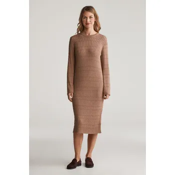 Dámské šaty ŠATY GANT TEXTURED KNIT DRESS ROASTED WALNUT