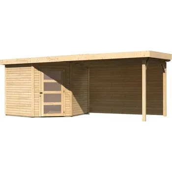 Zahradní stavba LANIT PLAST, s.r.o. dřevěný domek KARIBU SCHWANDORF 5 + přístavek 280 cm včetně zadní stěny (9218) natur LG3916