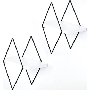 police Sada 2 nástěnných polic Rony bílá/černá