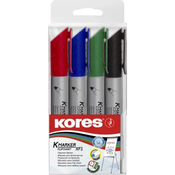 Popisovač Kores K-Marker Flipchart - sada 4 ks / kulatý hrot