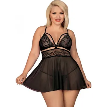 Dámská erotická košilka Obsessive 838-BAB, černá, XXL