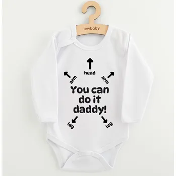Dětské body s potiskem New Baby You can do it daddy!, vel. 80 (9-12m)