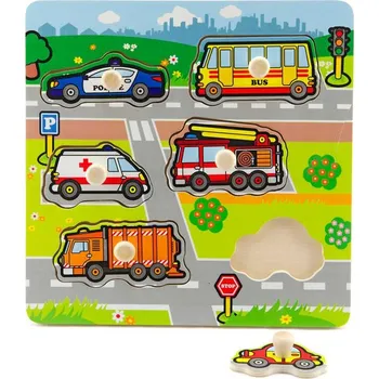 Dřevěná hračka DŘEVO Baby vkládačka Moje první auta vkládací puzzle velké dílky pro miminko