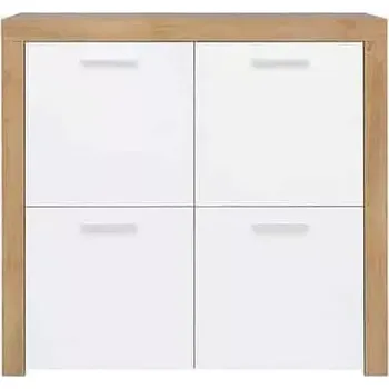 Obývací stěna Skříňka Balder KOM4D - Dub riviéra/bílý lesk - SLEVA 3% s kodem radost25