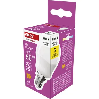Žárovka EMOS LED CLS MINI GLOBE 6,5W(60W) 806lm E14 NW