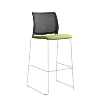 Jídelní židle Barová židle TREND 529-Q-N0 (podnož bílá, čal. sedák, opěrák síťovina, stohovatelná)