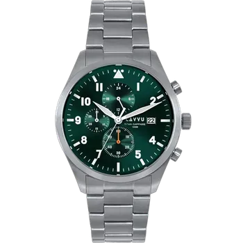 Hodinky LAVVU Pánské titanové hodinky PILOT Chronograph Emerald Green 100M Sapphire LWM0291 - zelený číselník (LAVVU Pánské titanové hodinky PILOT Chronograph Emerald Green 100M Sapphire LWM0291 - zelený číselník)