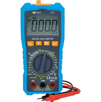 Měřicí přístroj Solight multimetr, max AC 750V/10A, max. DC 1000V/10A, odpor, kapacita, frekvence, NCV - V31