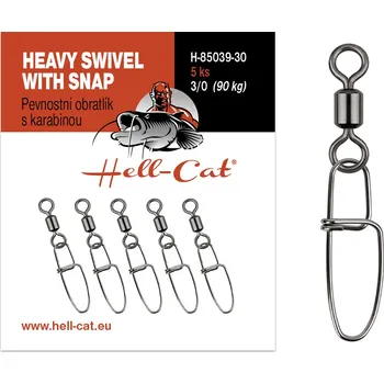 Hell-Cat Pevnostní obratlík s karabinou Heavy Swivel with Snap 5ks|vel.1/0 (55kg)
