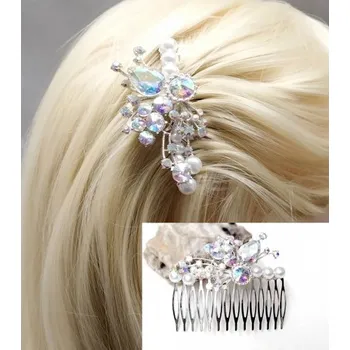 Ozdoba do vlasů Hřebínek do vlasů Agáta svatební stříbrný BH23