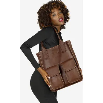 Kabelka MAZZINI Kožená shopper bag kabelka Vera Pelle 04X hnědá