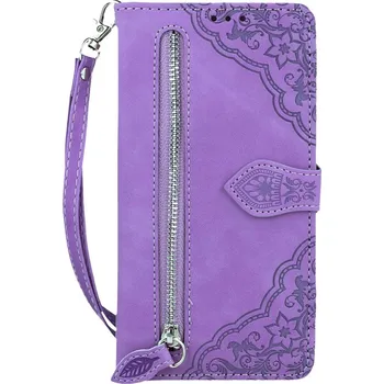 Pouzdro na mobilní telefon Pouzdro Samsung A15 knížkové se zipem fialové (kryt neboli obal na Samsung A15)