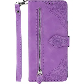 Pouzdro na mobilní telefon Pouzdro Xiaomi Redmi Note 13 Pro 5G knížkové se zipem fialové (kryt neboli obal na Xiaomi Redmi Note 13 Pro 5G)