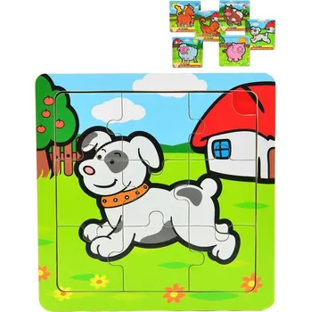 Puzzle DŘEVO Baby puzzle moje první zvířátka 9 dílků na desce různé druhy