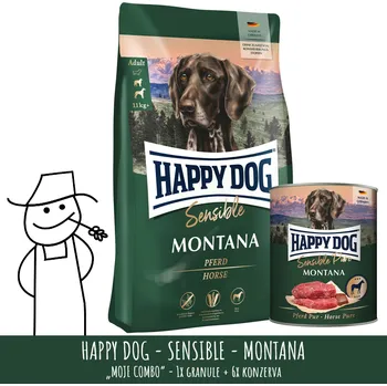 Krmivo pro psa MOJE COMBO: Happy Dog Sensible Montana 10 kg + konzerva Montana 800 g (6x)