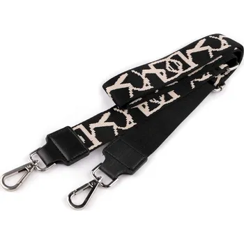 Popruh na tašku s karabinami šíře 3,8 cm, barva 4 černá platina