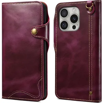 Pouzdro na mobilní telefon Pouzdro na iPhone 16 Pro Denior Kožené fialové